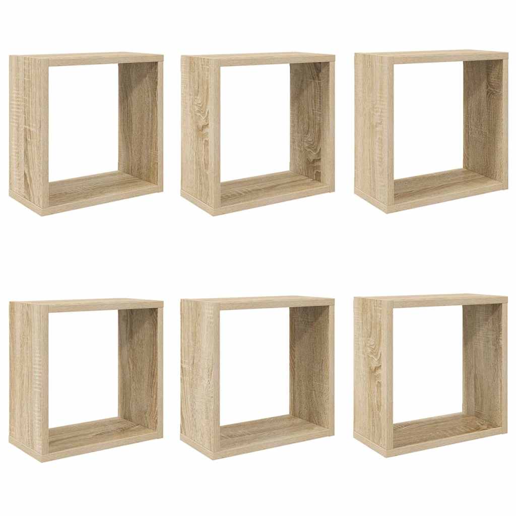 Vidaxl wandschappen kubus 6 st 30x15x30 cm sonoma eikenkleurig