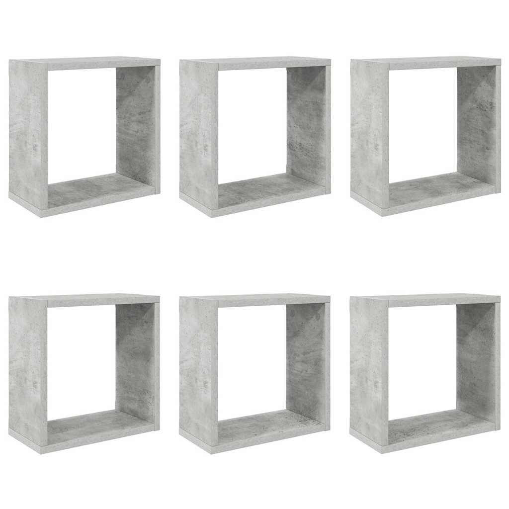 Vidaxl wandschappen kubus 6 st 30x15x30 cm betongrijs