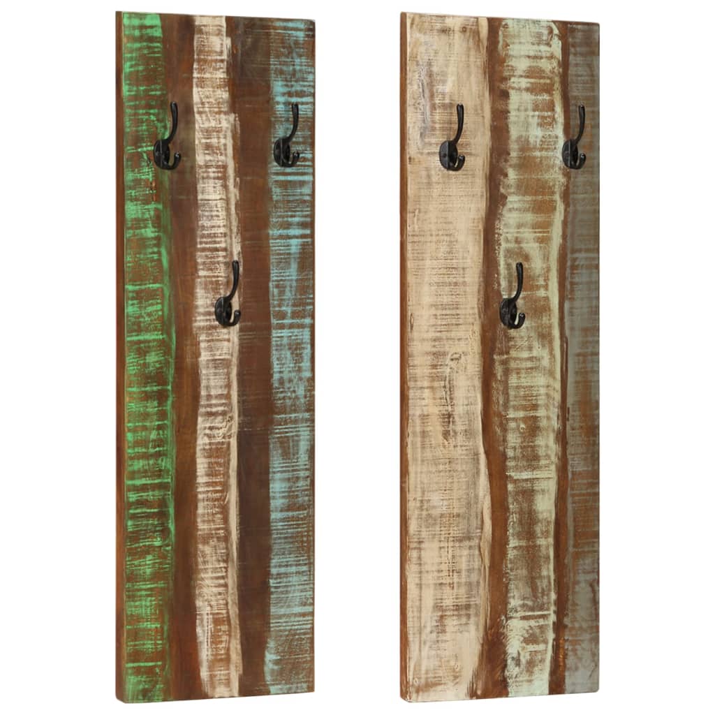 Vidaxx væg knagerækker 2 stk 36x3x110 cm massivt genbrugstræ