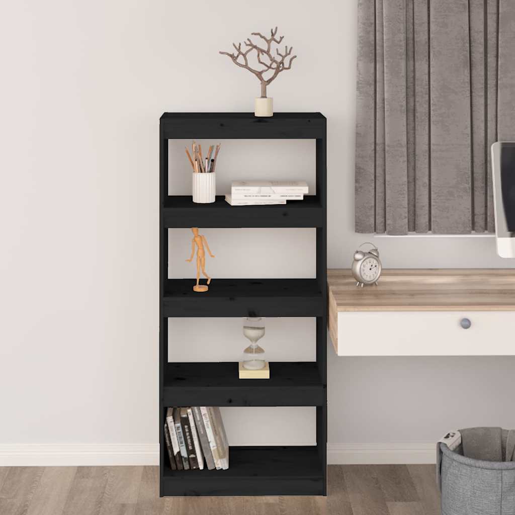 Vidaxl boekenkast kamerscherm 60x30x135,5 cm massief grenenhout zwart
