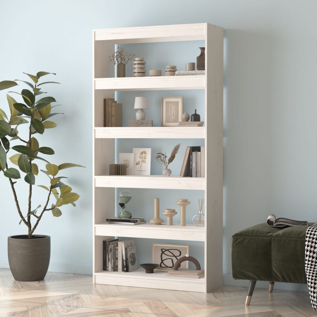 Vidaxl boekenkast kamerscherm 80x30x167,4 cm massief grenenhout wit