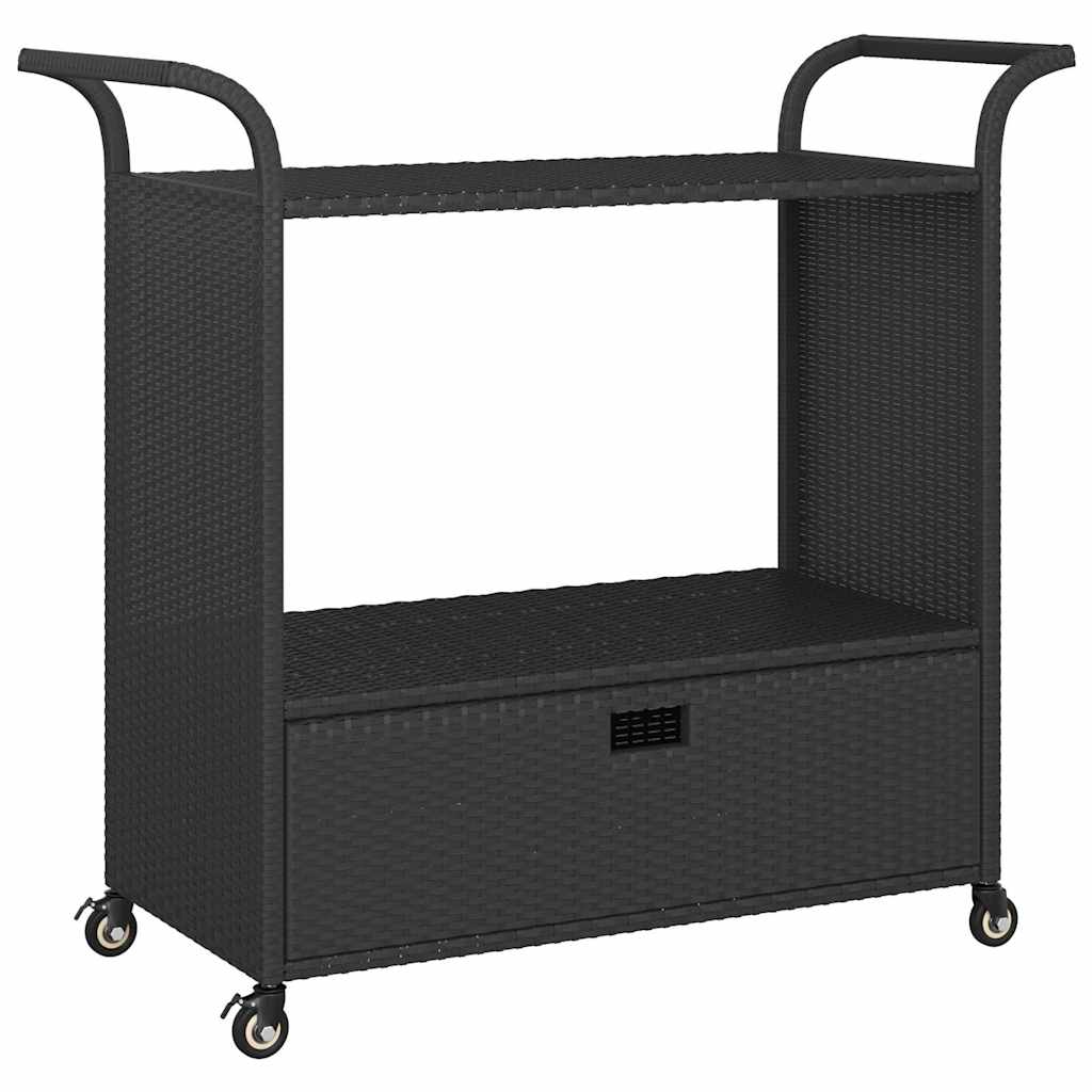 Vidaxl serveerwagen met lade 100x45x97 cm poly rattan zwart