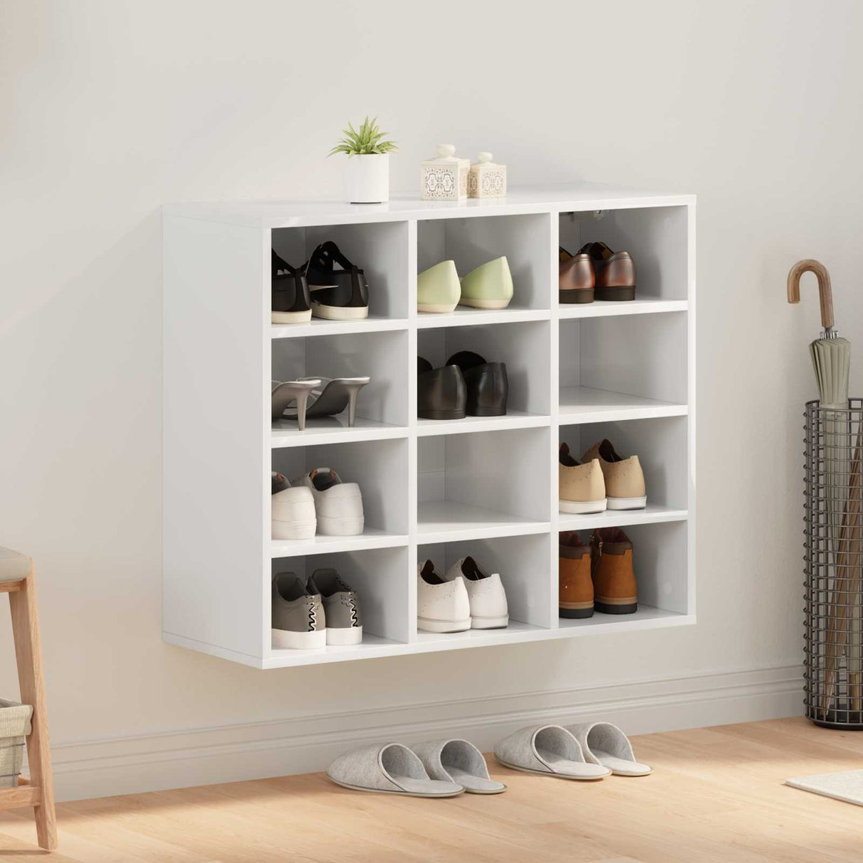 Vidaxl schoenenkast met plank wit 77,5 x 30 x 67 cm bewerkt hout