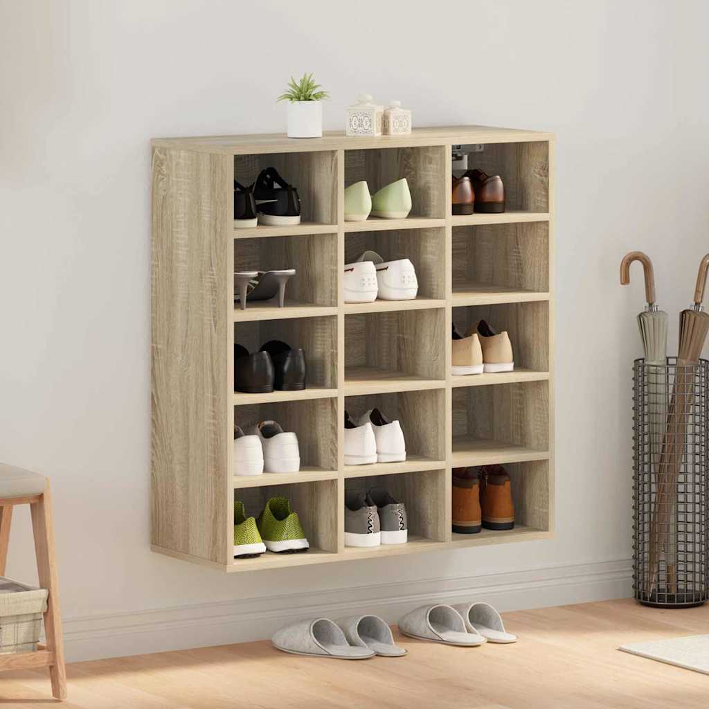 Vidaxl schoenenkast sonoma eiken 77,5 x 30 x 83,5 cm bewerkt hout
