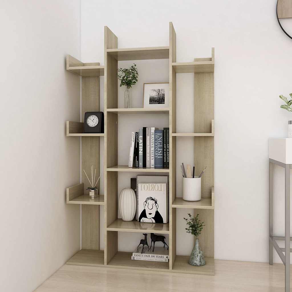 Vidaxl boekenkast 86x25,5x140 cm bewerkt hout sonoma eikenkleurig