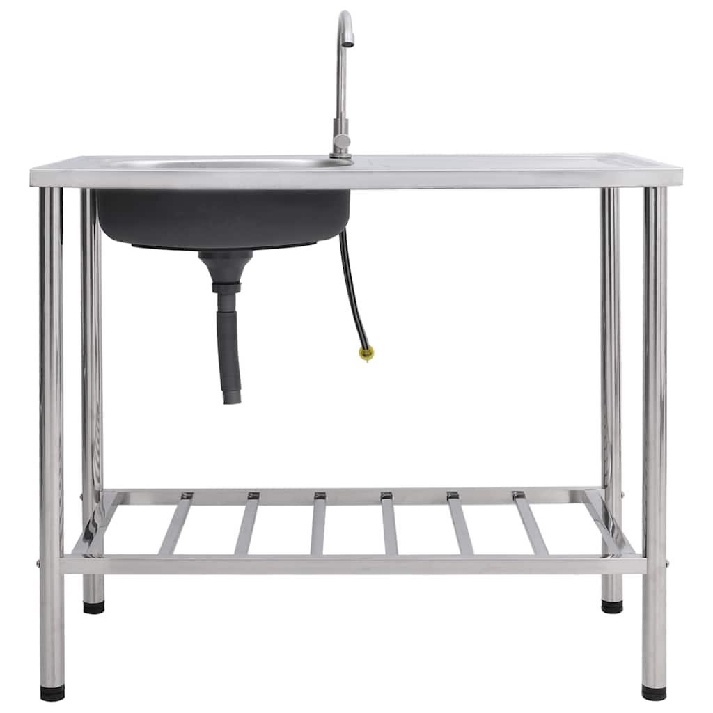 Vidaxl Camping Gutter Single Bowl med rustfrit stålhane