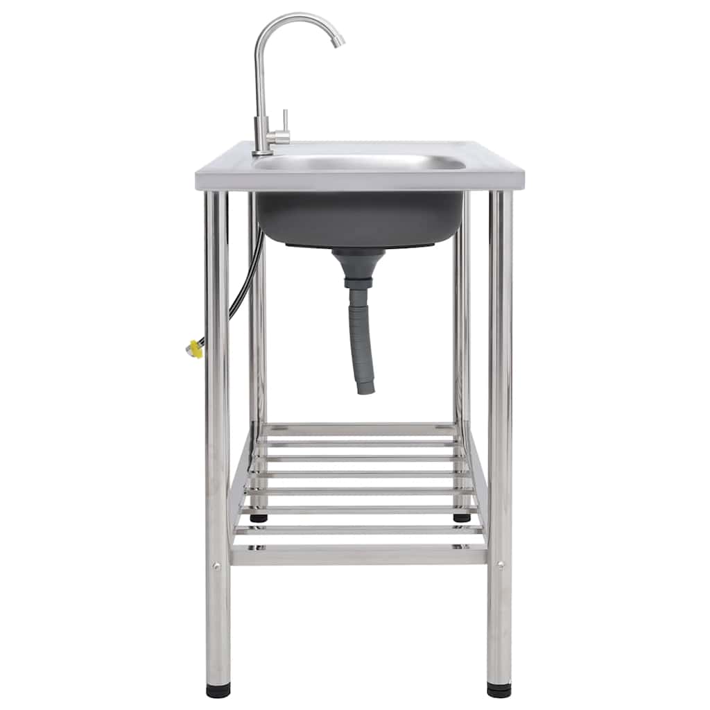 Vidaxl Camping Gutter Single Bowl med rustfrit stålhane