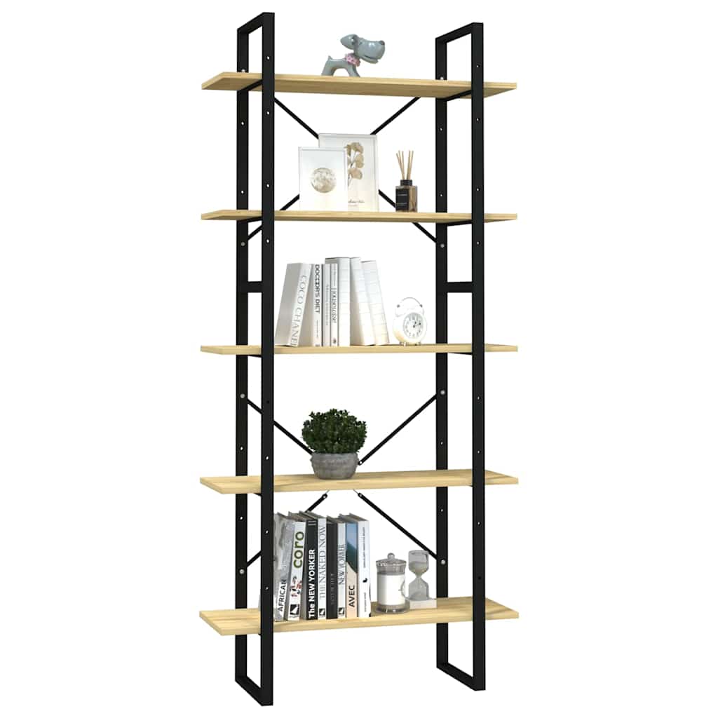 Vidaxl boekenkast met 5 schappen 80x30x175 cm massief grenenhout