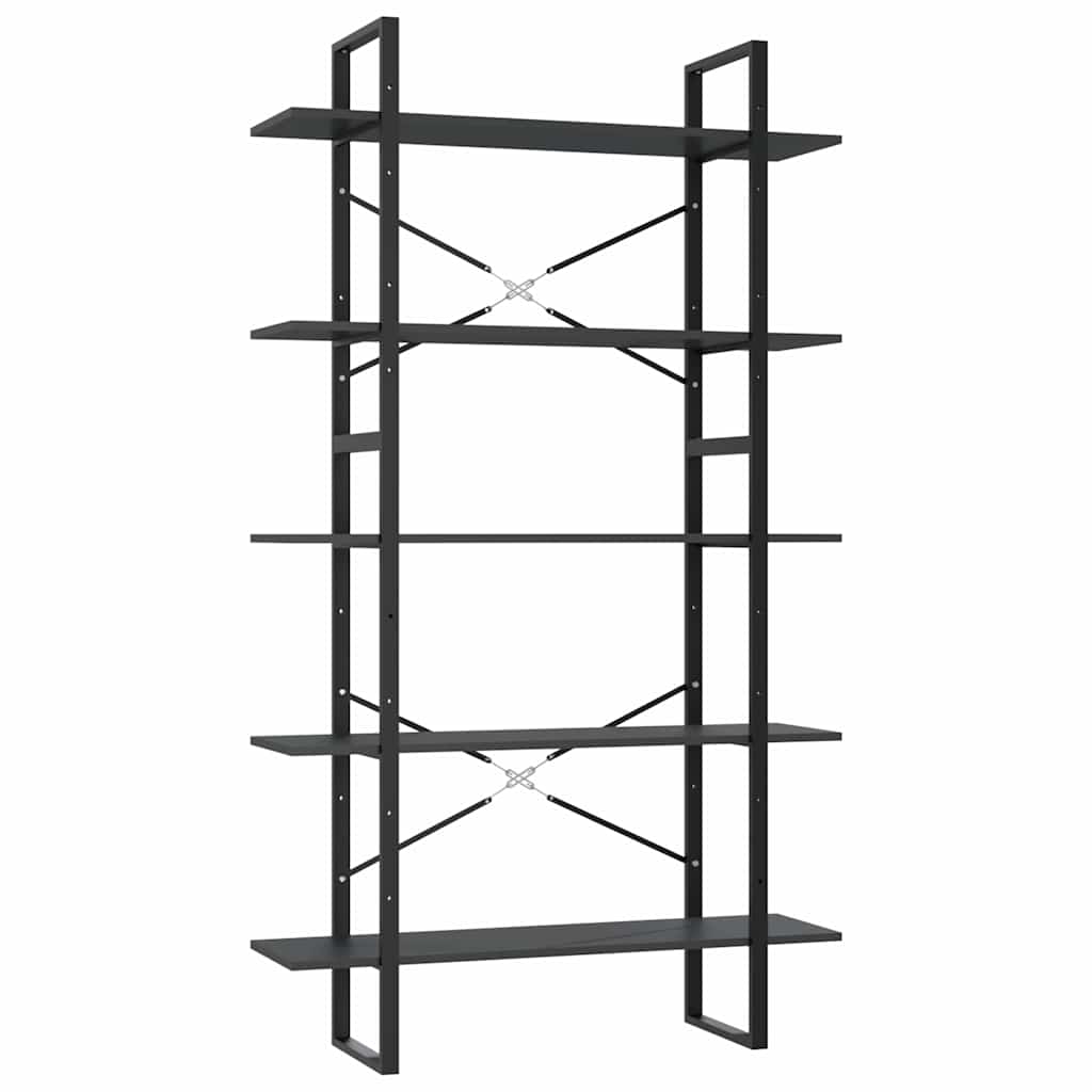 Vidaxl boekenkast met 5 schappen 100x30x175 cm bewerkt hout grijs