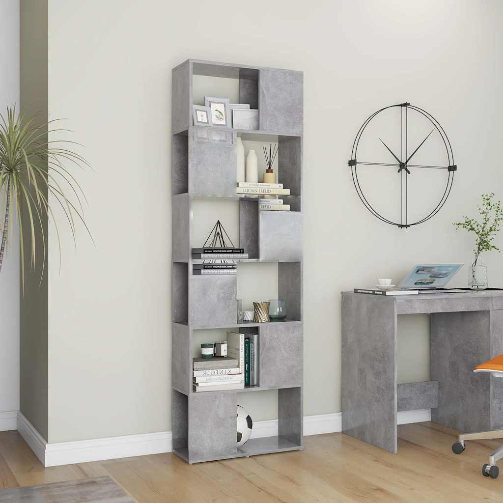 Vidaxl boekenkast kamerscherm 60x24x186 cm bewerkt hout betongrijs