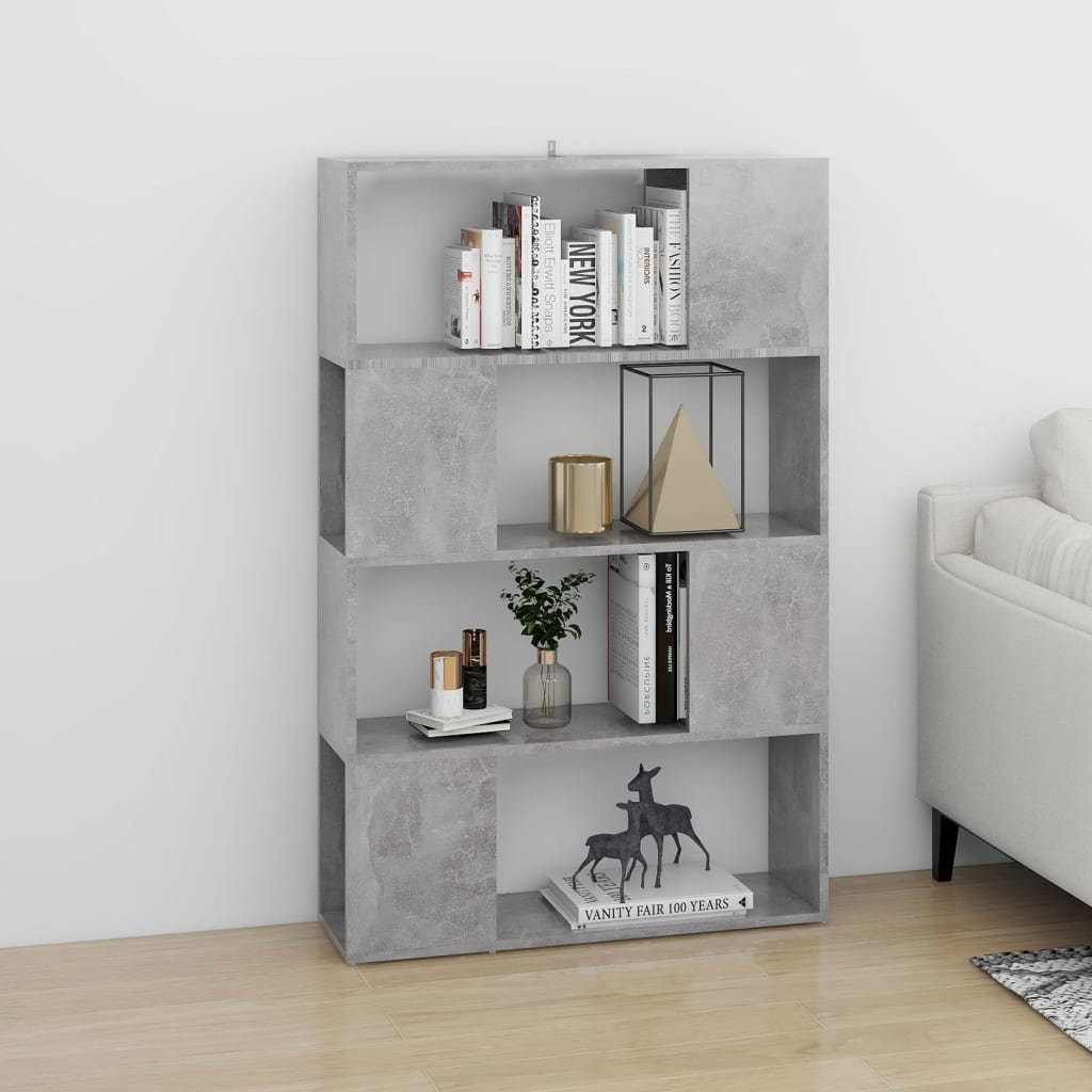Vidaxl boekenkast kamerscherm 80x24x124,5 cm bewerkt hout betongrijs