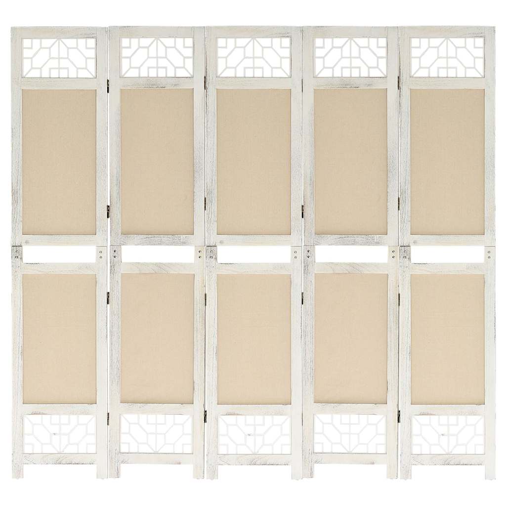 Vidaxl kamerscherm met 5 panelen 175x165 cm stof crèmekleurig