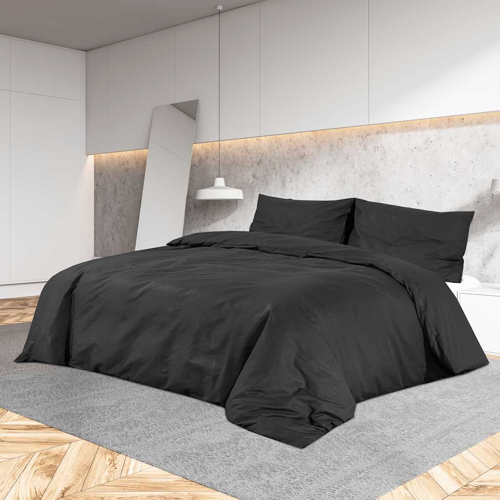 Vidaxl DUVET OVERLAY SET Letvægt 155x220 cm Mikrofiber sort