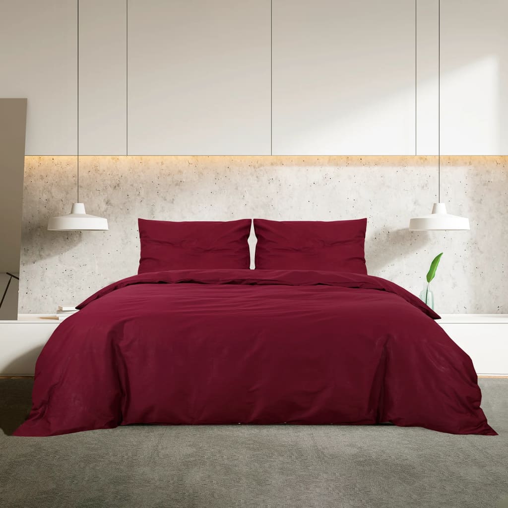 Vidaxl dekbedovertrekset lichtgewicht 135x200 cm microvezel bordeaux