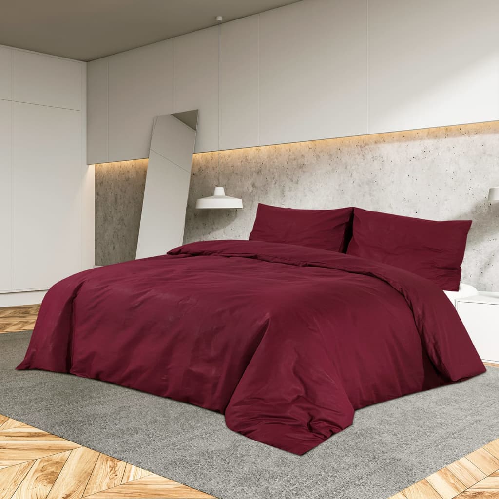 Vidaxl dekbedovertrekset lichtgewicht 155x220 cm microvezel bordeaux