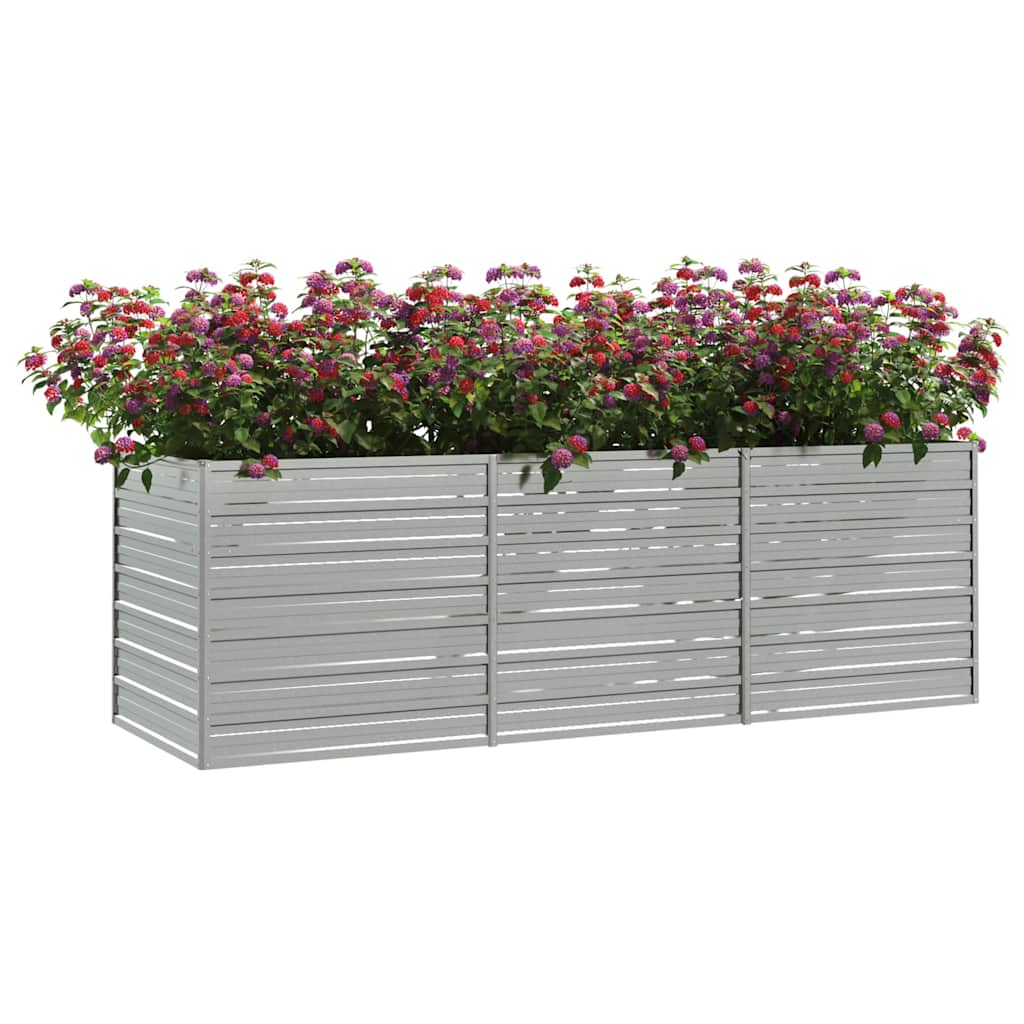 Vidaxl Planter hævet 240x80x77 cm galvaniseret stålsølv