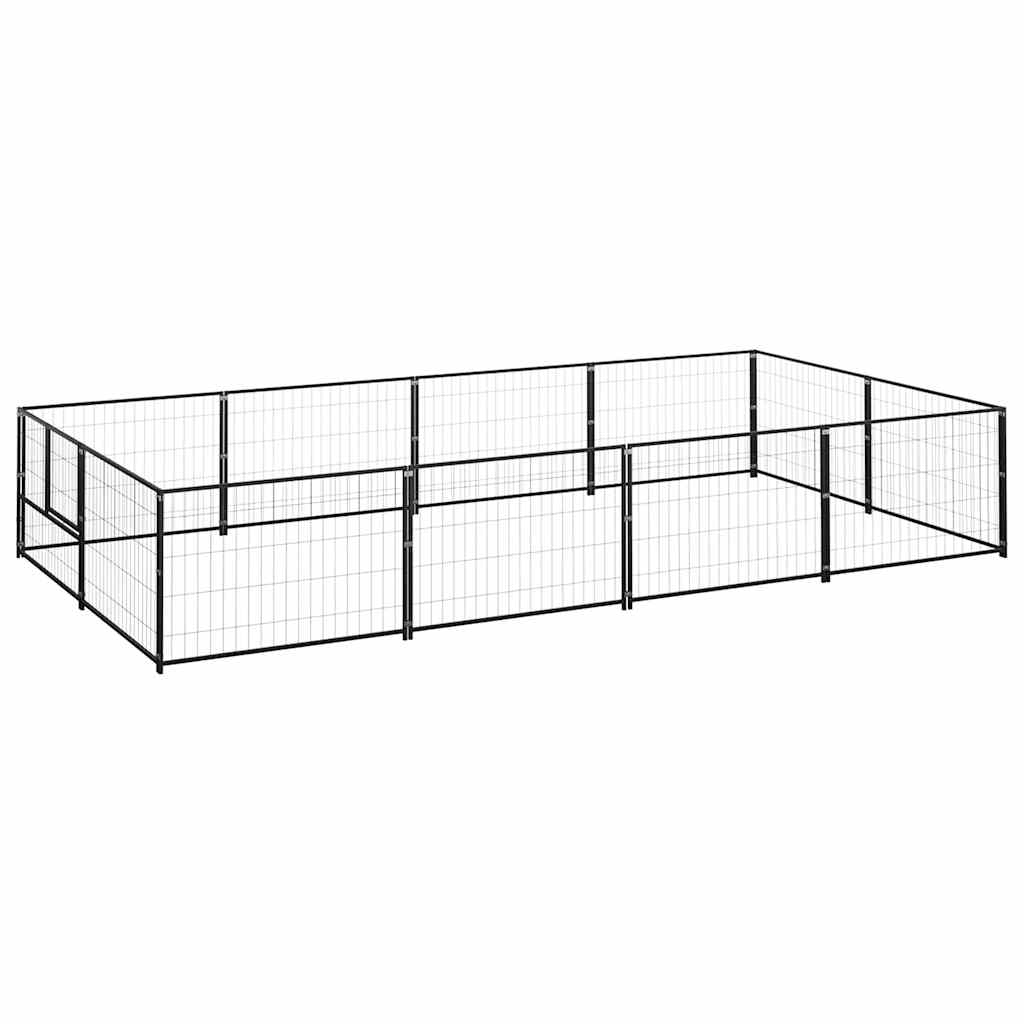 Vidaxxl hundegård 8 m² stål sort