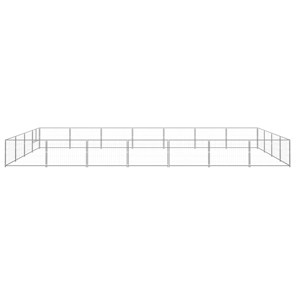 Vidaxl Dog Kennel 28 m² stål sølvfarvet