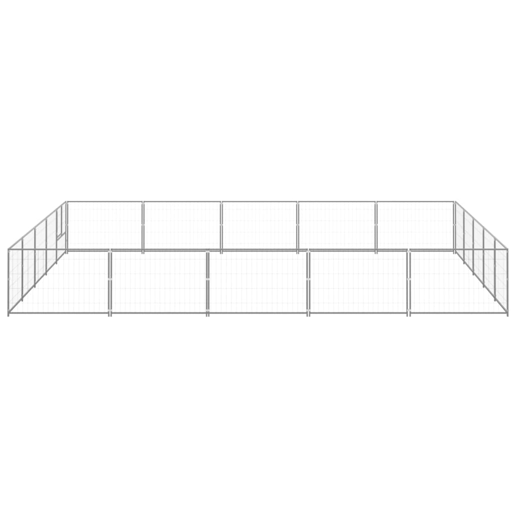 Vidaxl Dog Kennel 25 m² stål sølvfarvet