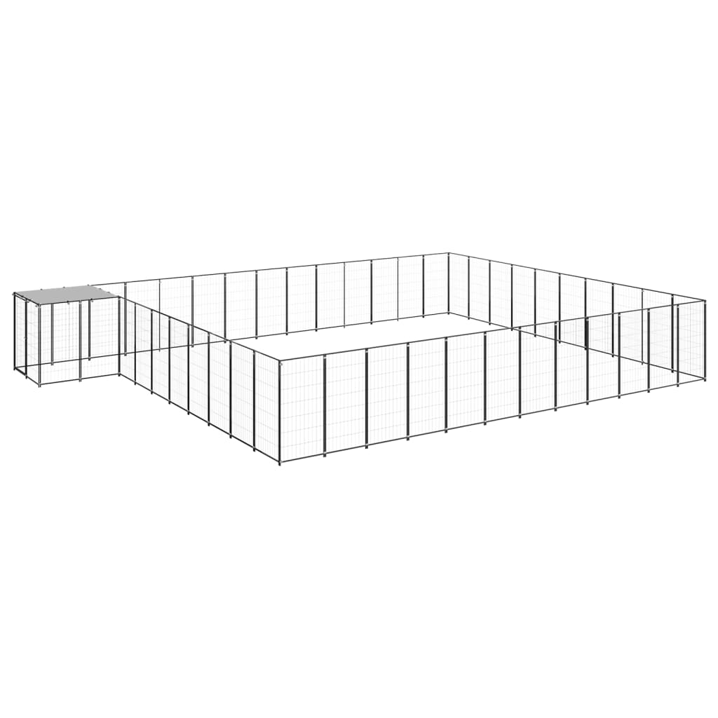 Vidaxl Dog Kennel 37,51 m² stål sort