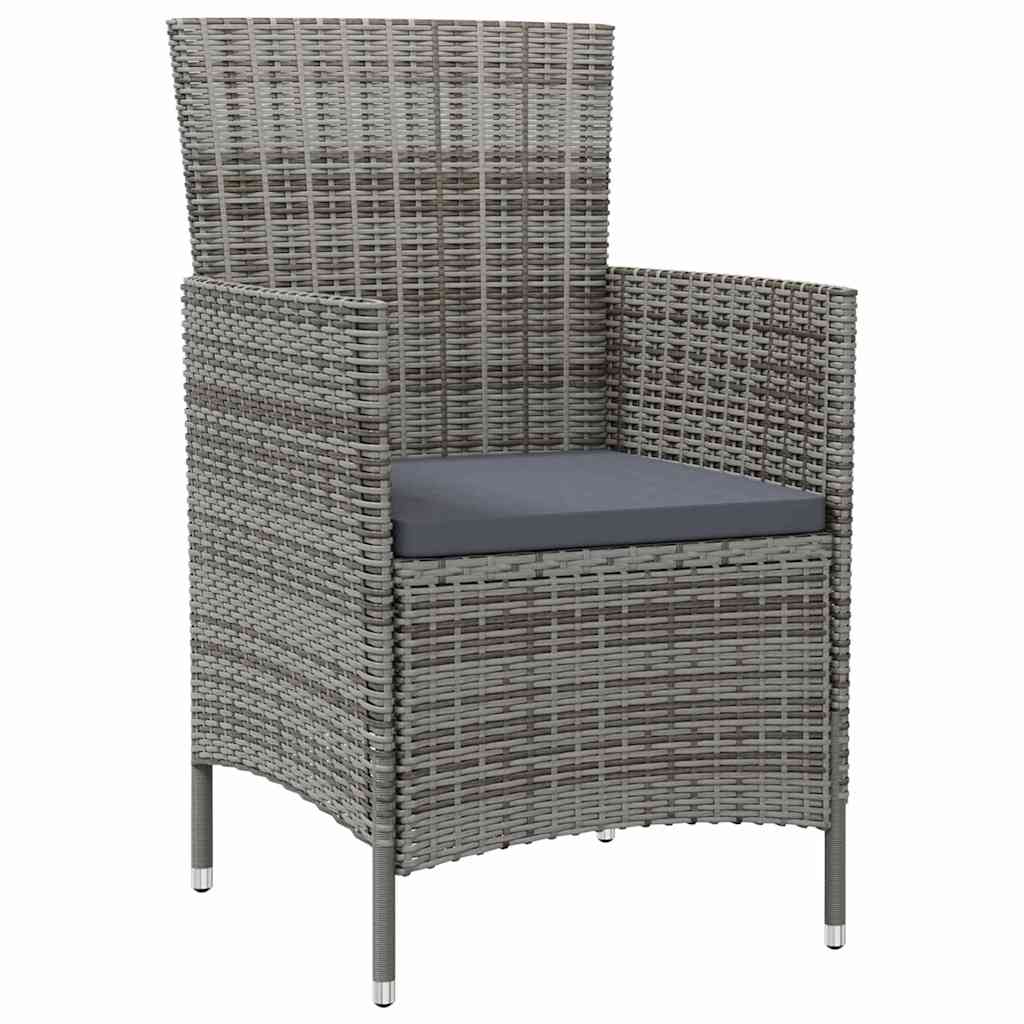 Vidaxl tuinstoelen 2 st met kussens poly rattan grijs