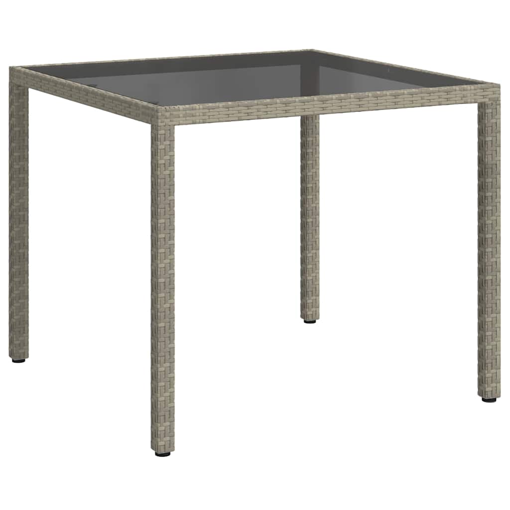 Vidaxl tuintafel 90x90x75 cm gehard glas en poly rattan grijs