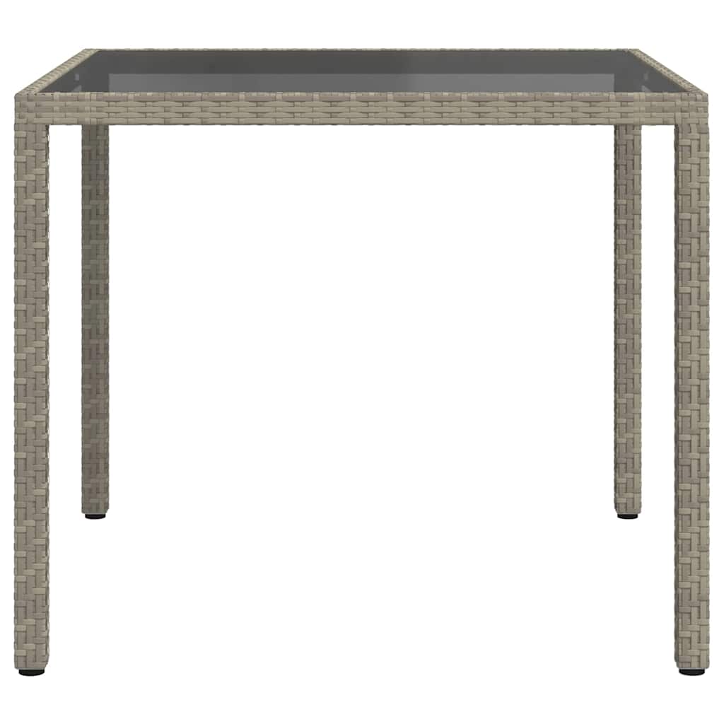 Vidaxl tuintafel 90x90x75 cm gehard glas en poly rattan grijs