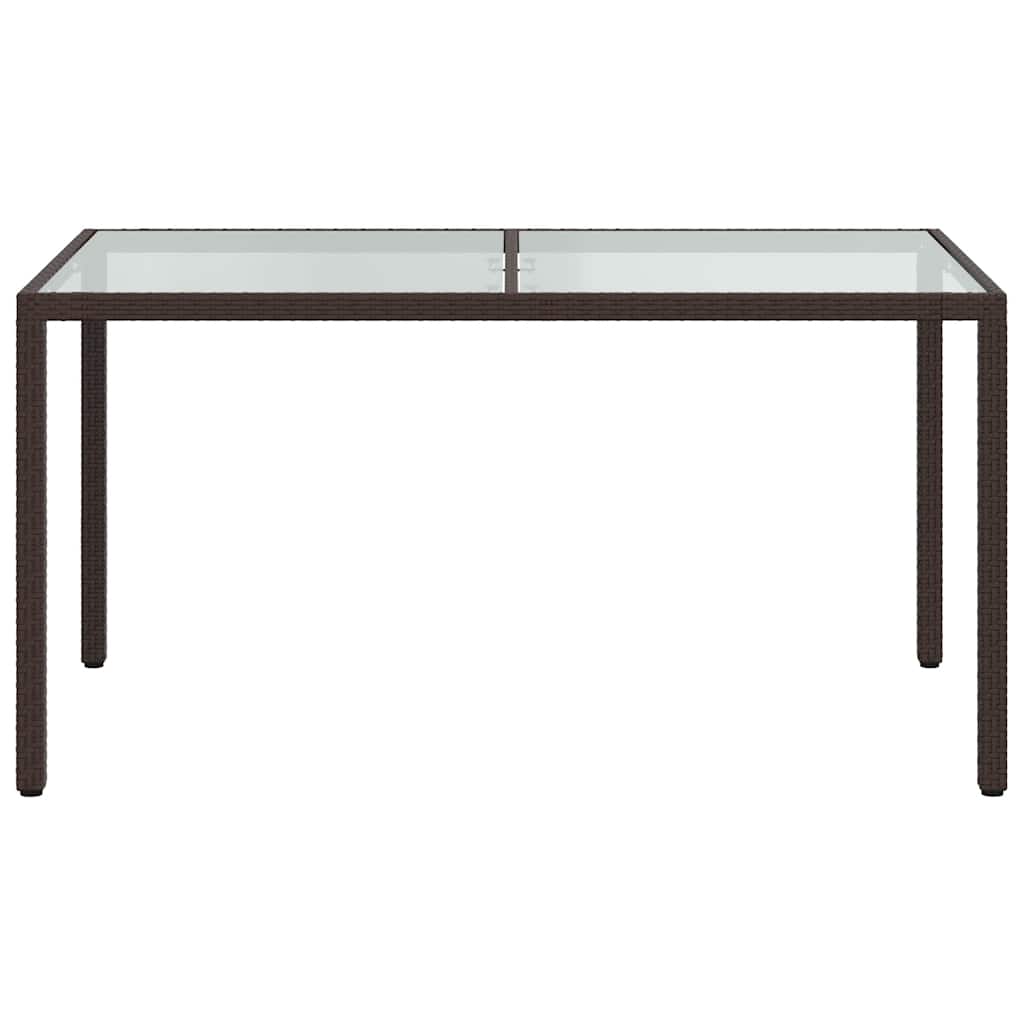 Vidaxl tuintafel 150x90x75 cm gehard glas en poly rattan bruin