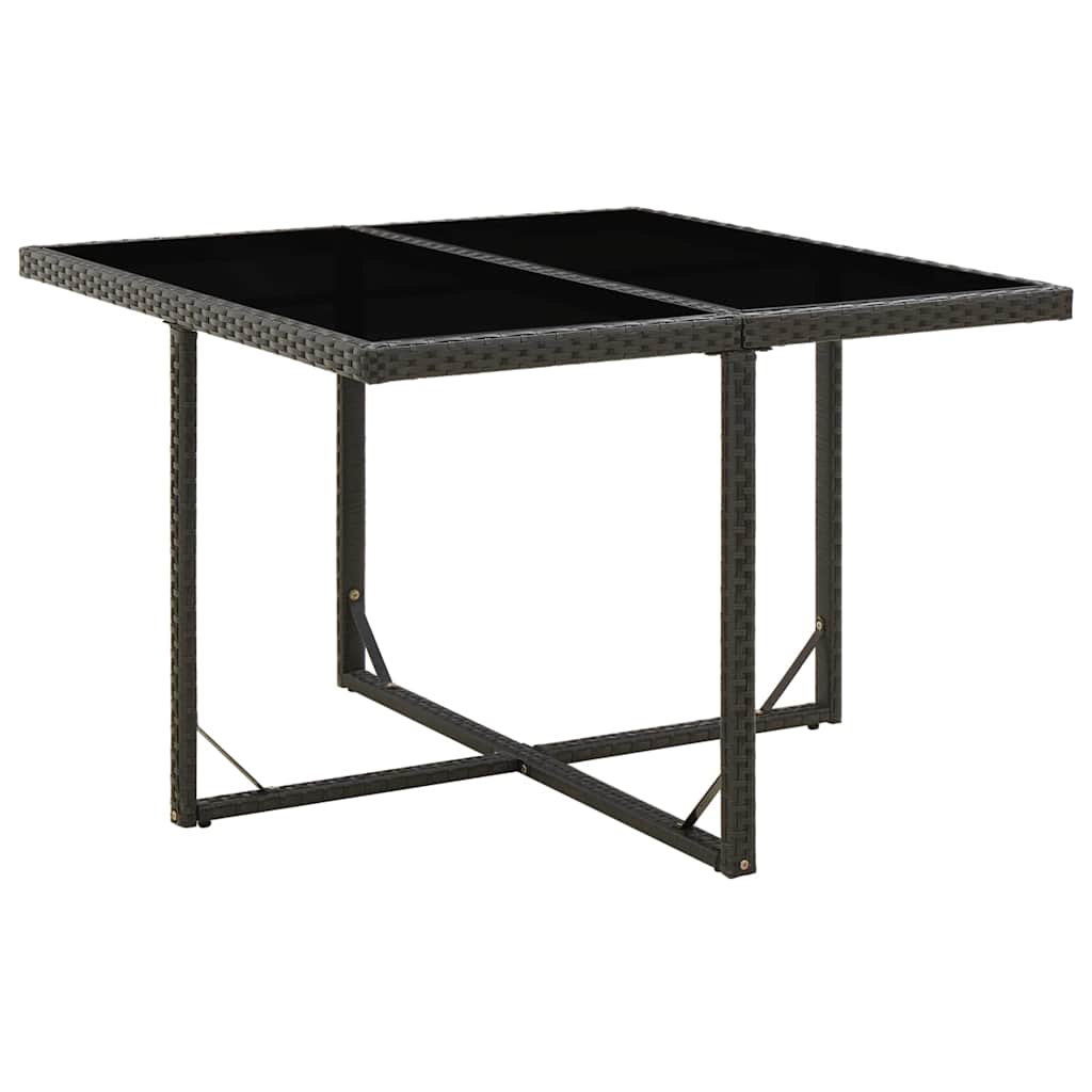 Vidaxl tuintafel 109x107x74 cm poly rattan en glas zwart