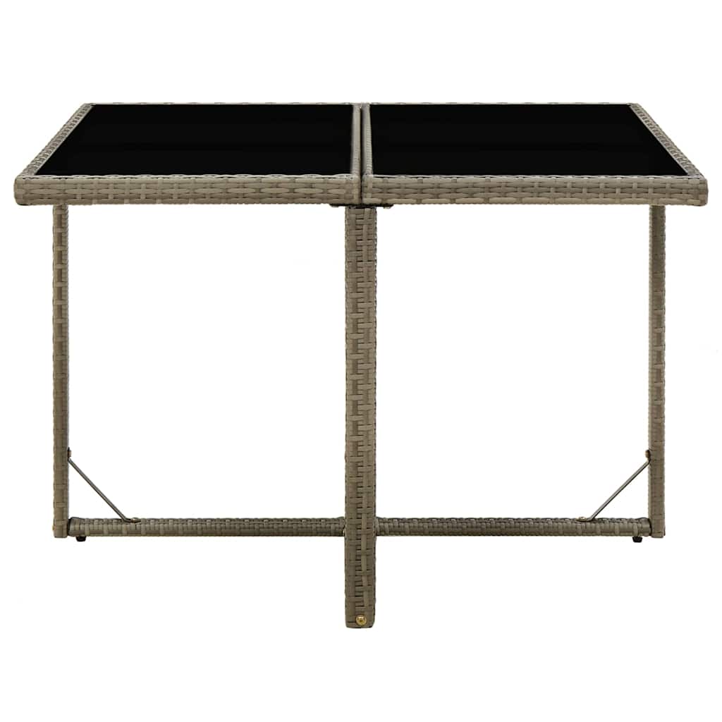 Vidaxl tuintafel 109x107x74 cm poly rattan en glas grijs