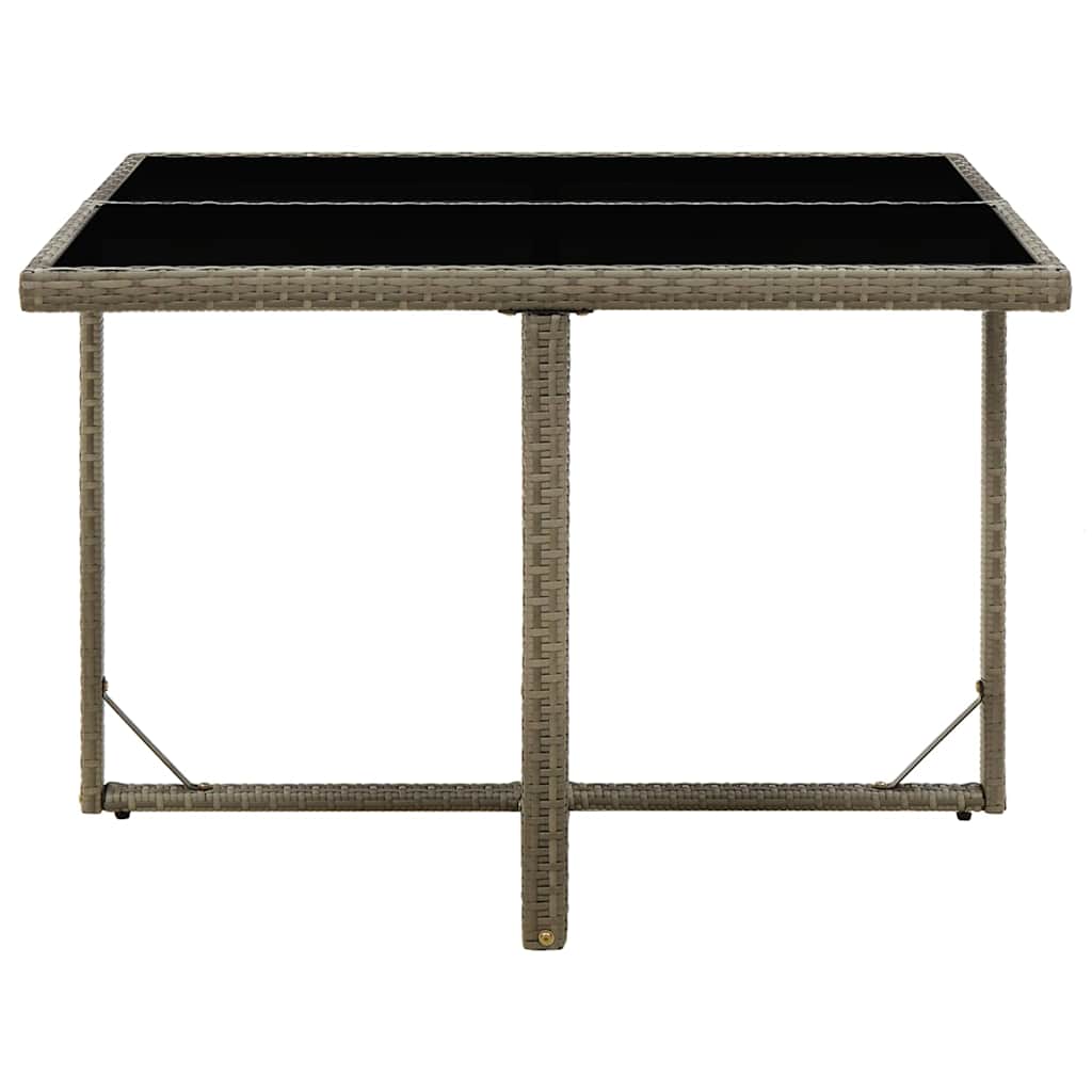 Vidaxl tuintafel 109x107x74 cm poly rattan en glas grijs