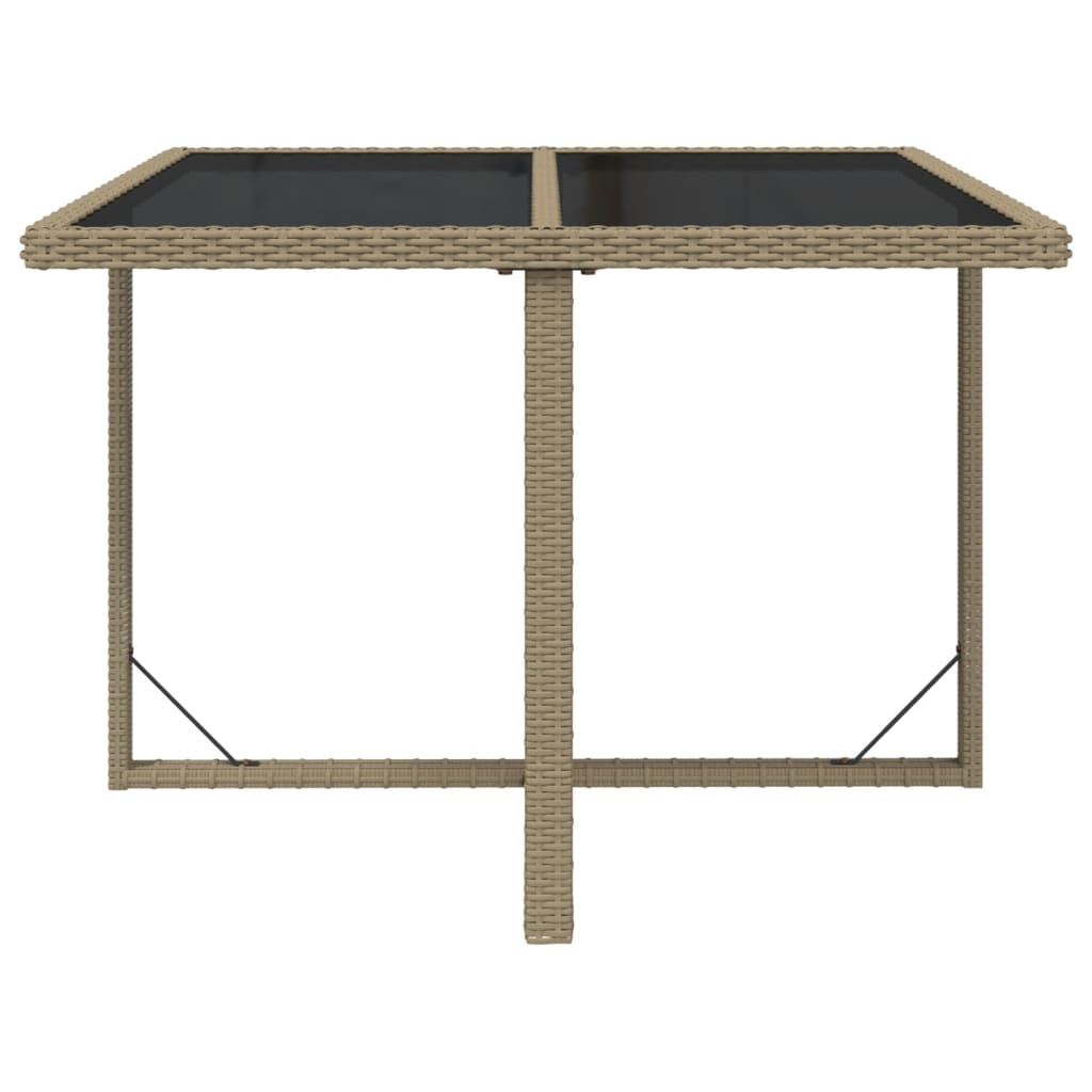 Vidaxl tuintafel 109x107x74 cm poly rattan en glas beige