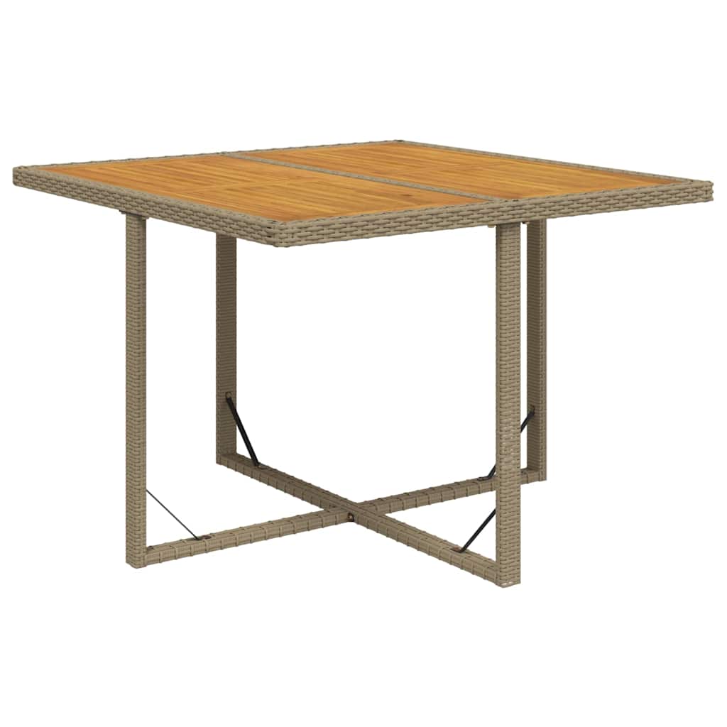 Vidaxl tuintafel 109x107x74 cm poly rattan en massief acaciahout beige