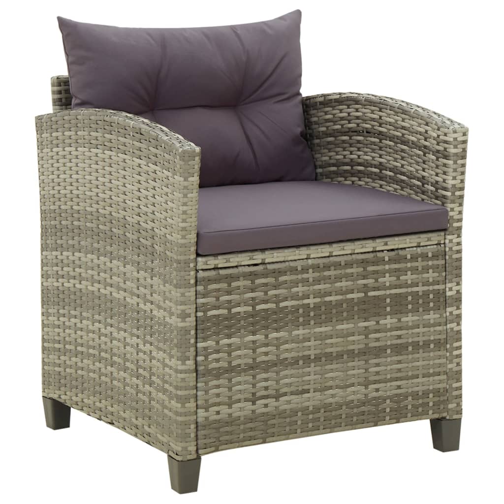 Vidaxl tuinstoel met kussens poly rattan grijs