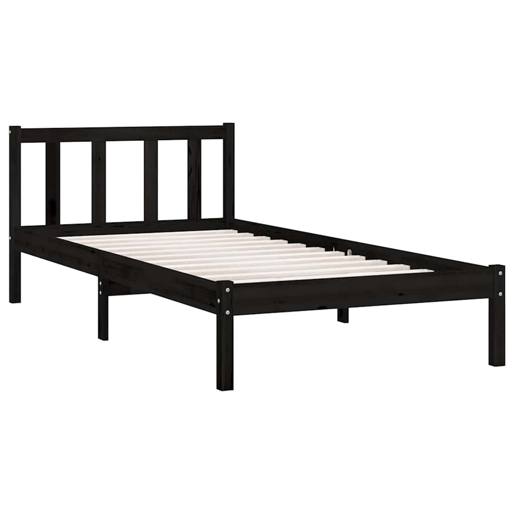 Vidaxl bedframe massief grenenhout zwart 75x190 cm