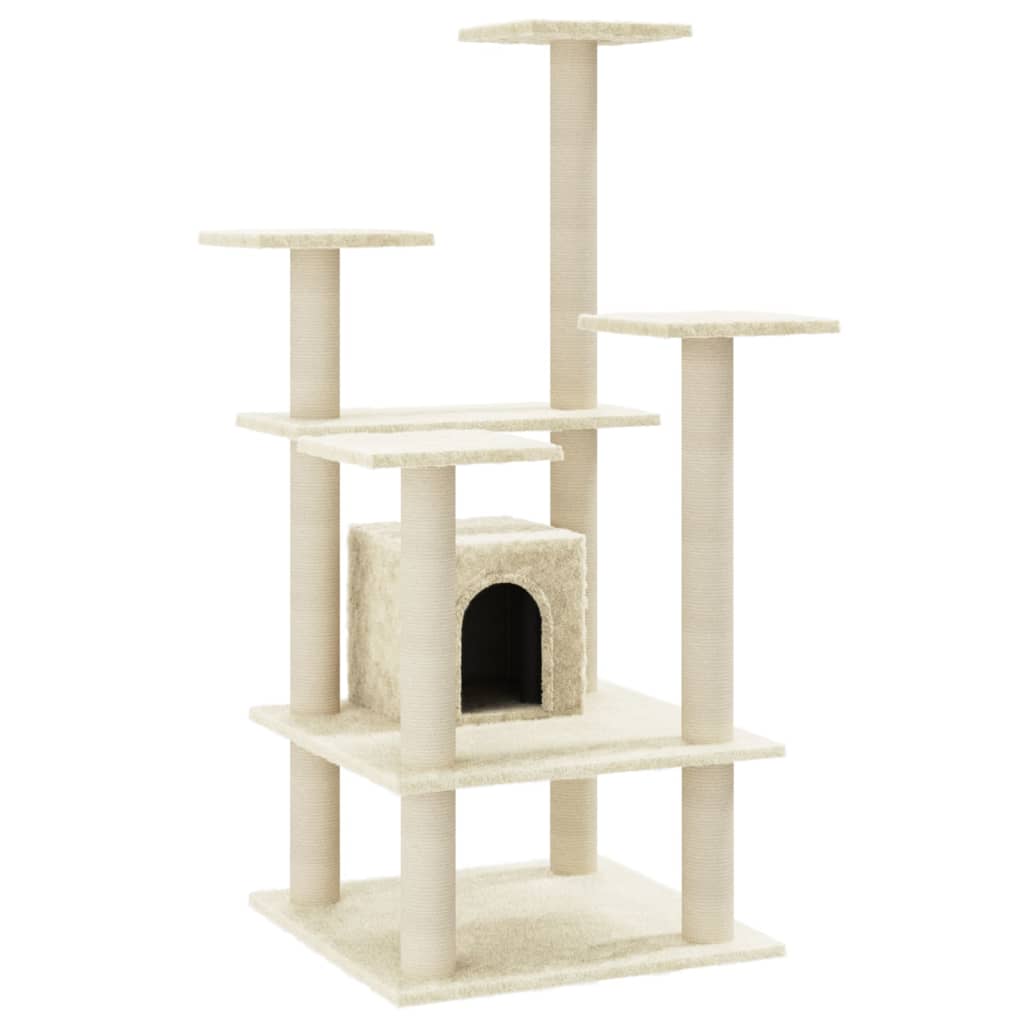 Vidaxl Cat Scratching Post med sisal skrabe poster 110 cm creme -farvet