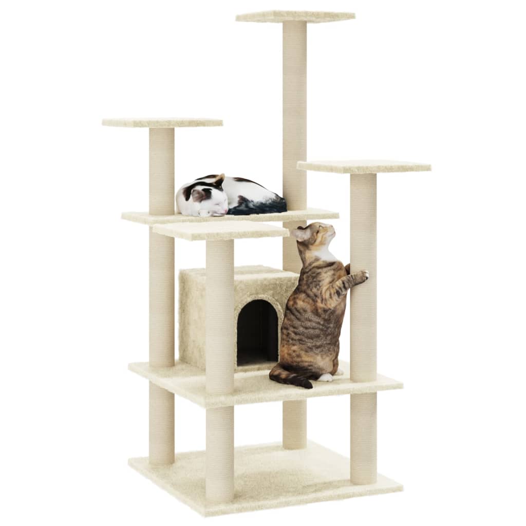 Vidaxl Cat Scratching Post med sisal skrabe poster 110 cm creme -farvet