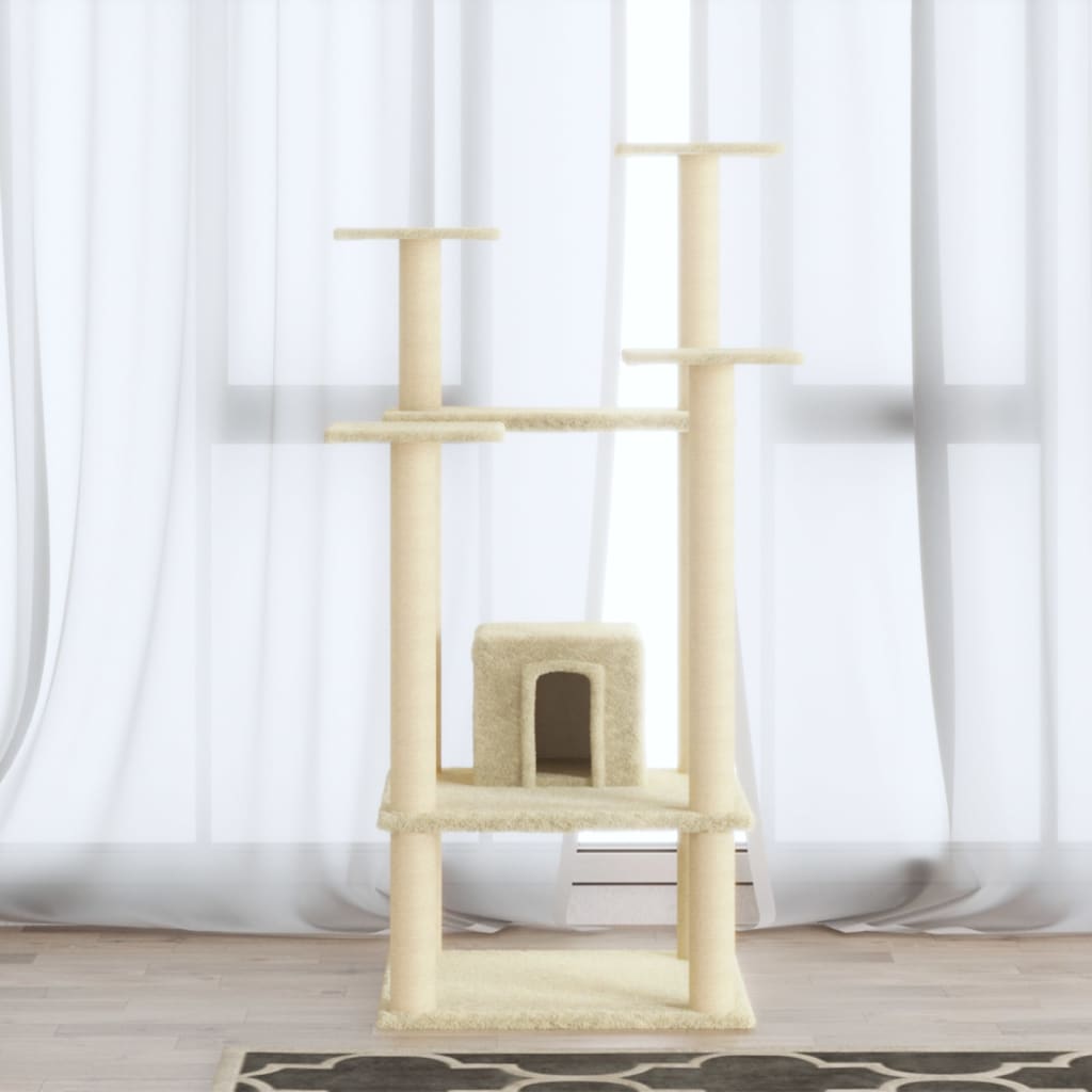 Vidaxl Cat Scratching Post med sisal skrabe poster 110 cm creme -farvet
