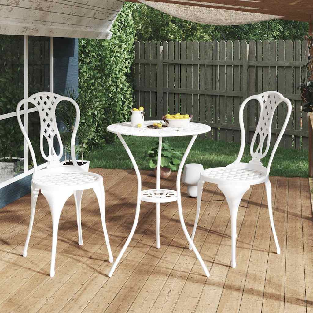 Vidaxl 3-delige bistroset gietaluminium wit