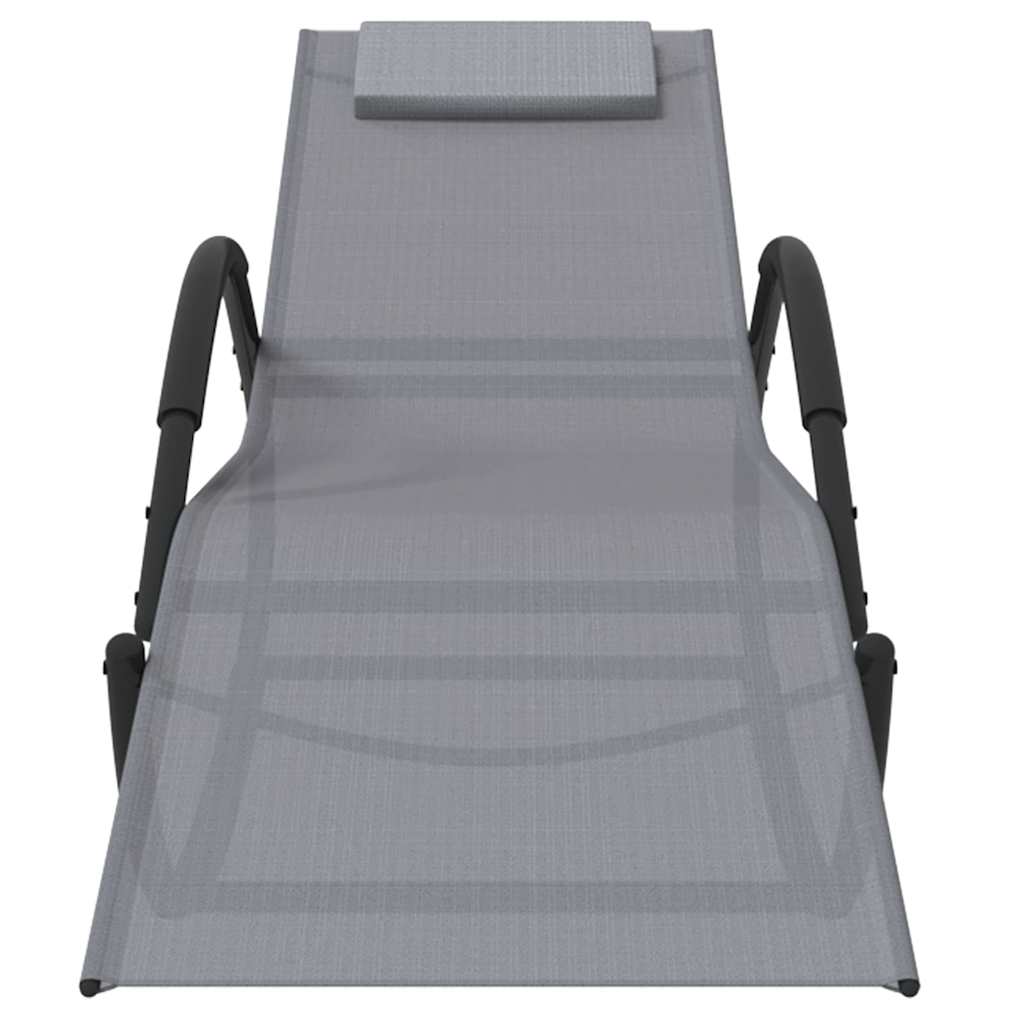 Vidaxl ligbed schommelend staal en textileen grijs