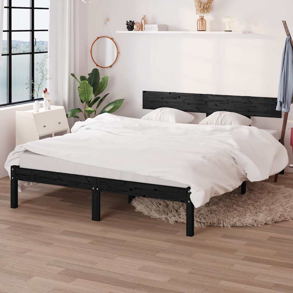 Vidaxl bedframe massief grenenhout zwart 135x190 cm