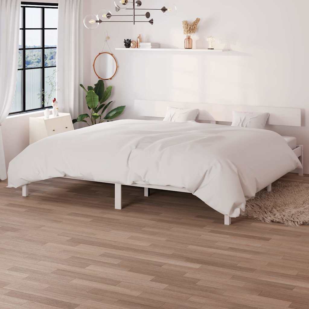 Vidaxl bedframe massief grenenhout wit 200x200 cm