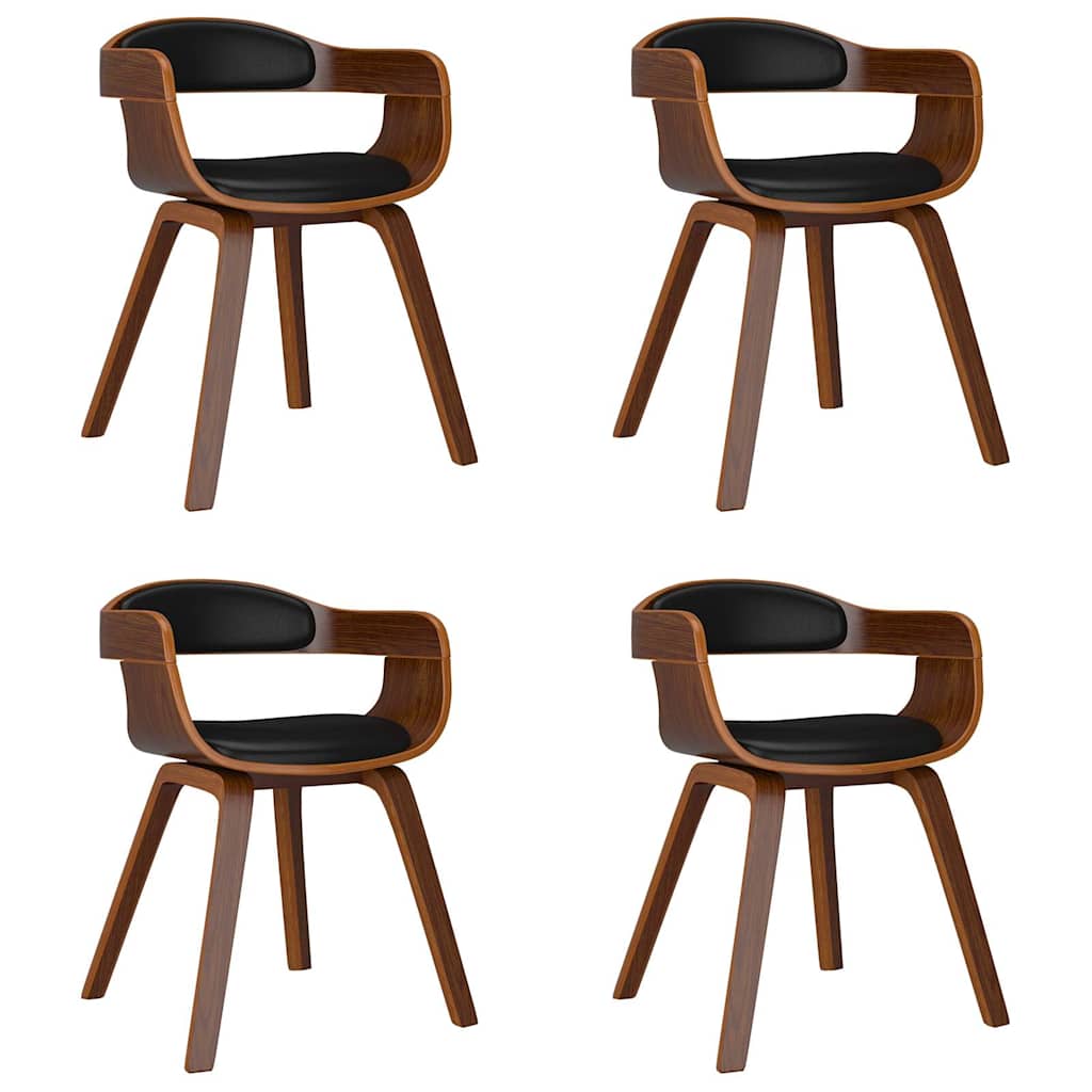 Vidaxl eetkamerstoelen 4 st gebogen hout en kunstleer zwart