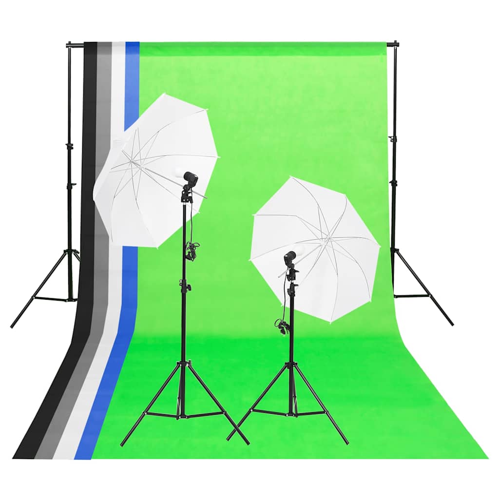 Vidaxl Studio Lighting Set med baggrunde og paraplyer