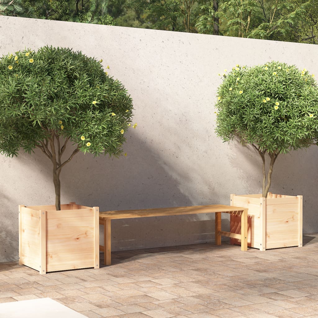 Vidaxl plantenbakken 2 st 50x50x50 cm massief grenenhout