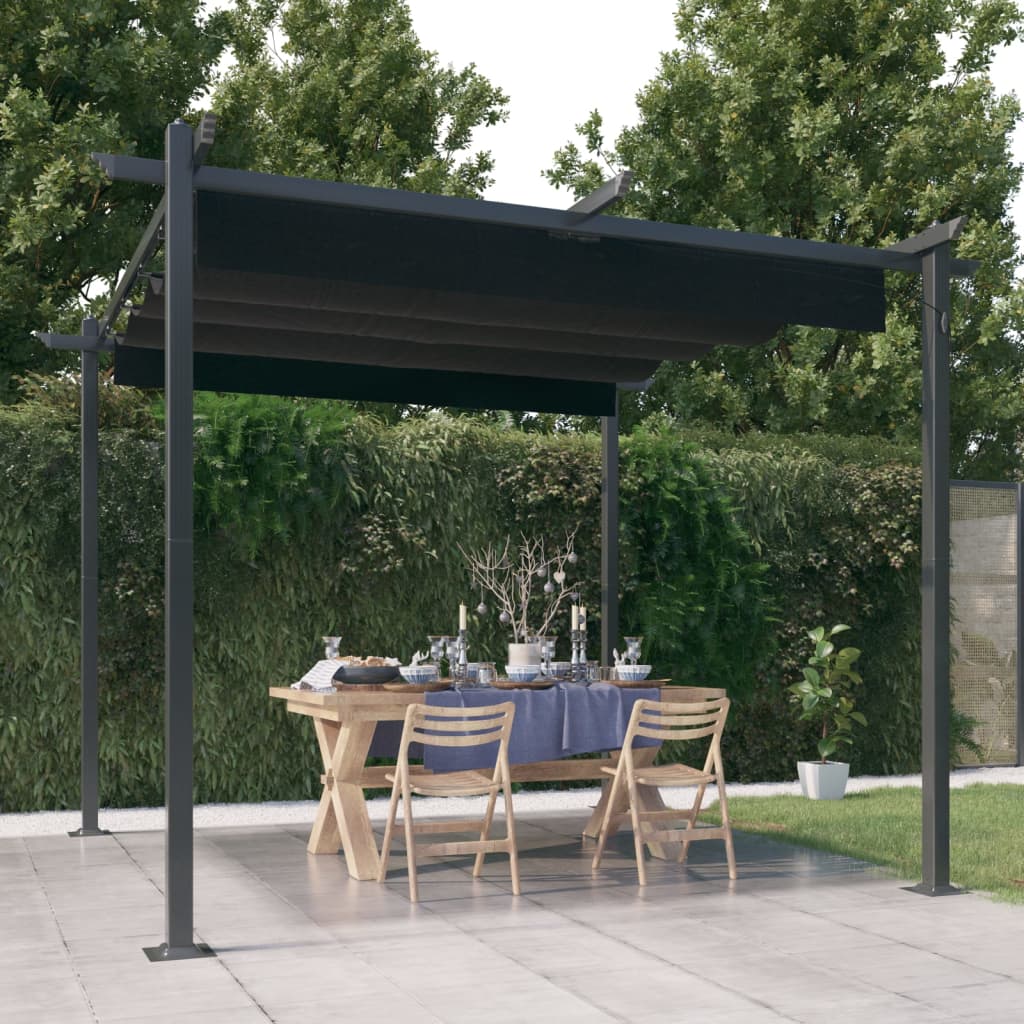 Vidaxl Garden Practor med udvideligt tag 3x3 m anthracit -farvet