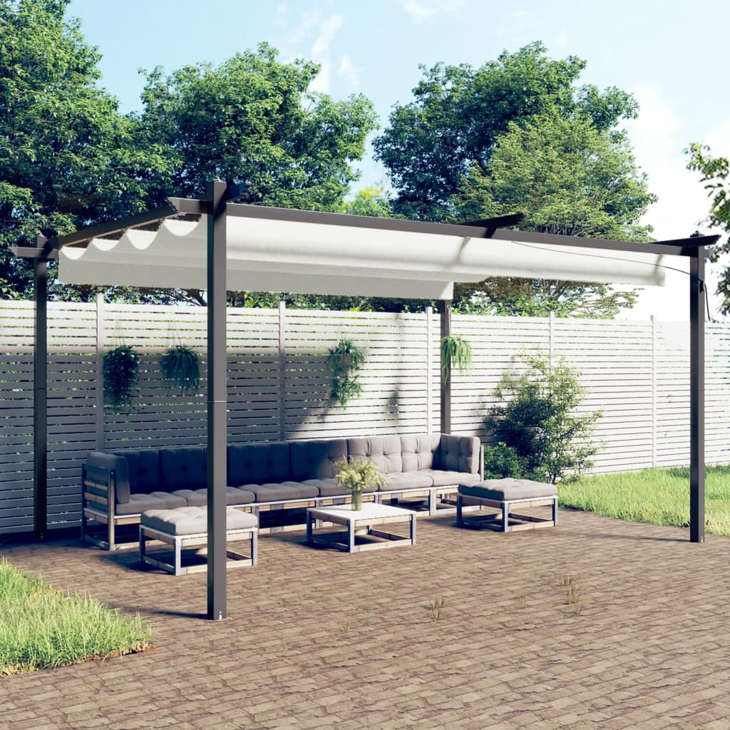 Vidaxl Garden Practor med udvideligt tag 4x3 m creme farvet