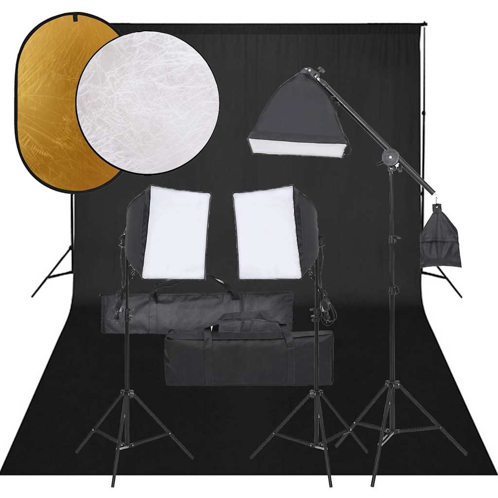 Vidaxl Photo Studio Set med belysningssæt, baggrund og reflektor