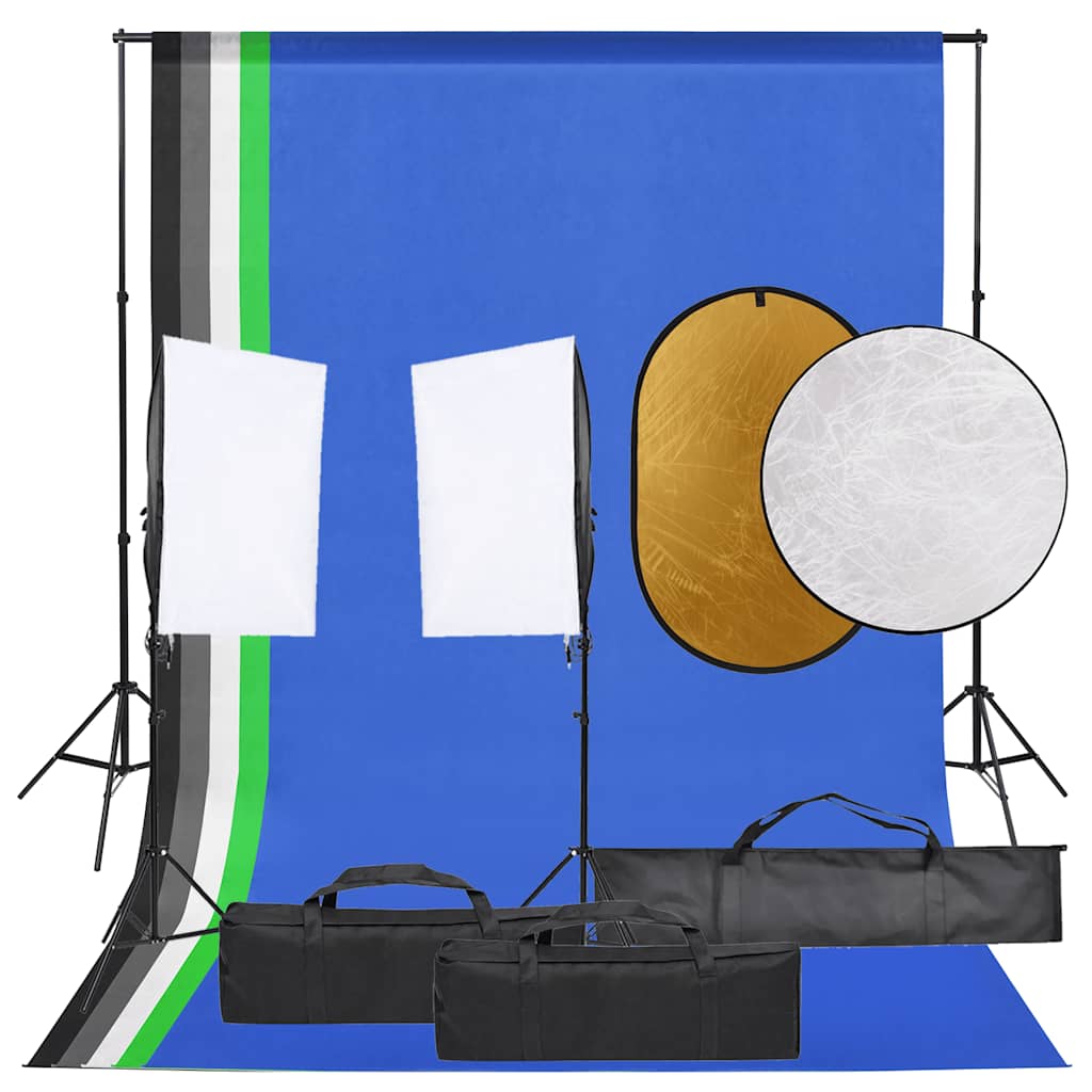 Vidaxxl fotostudiesæt med lyssæt, baggrund og reflektor