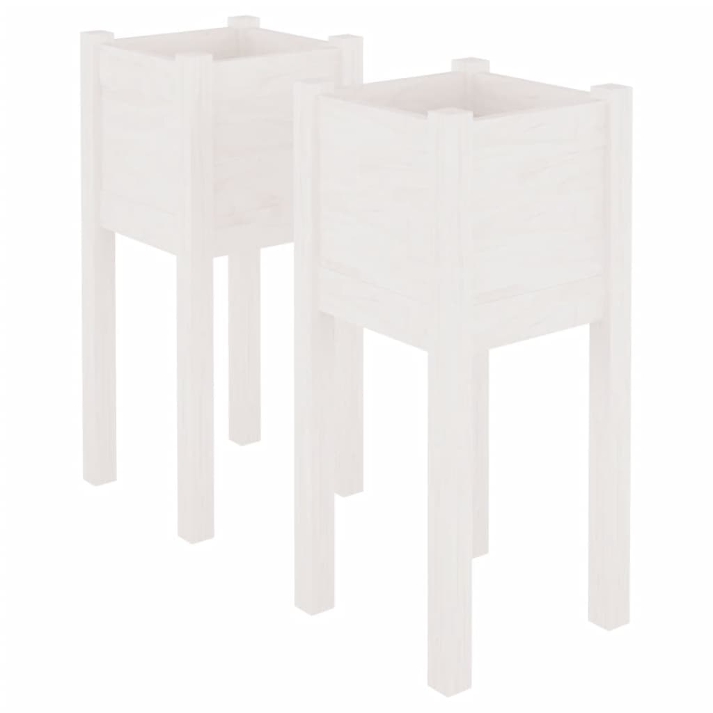 Vidaxl Planters 2 stk 31x31x70 cm Solid fyrretræ hvid